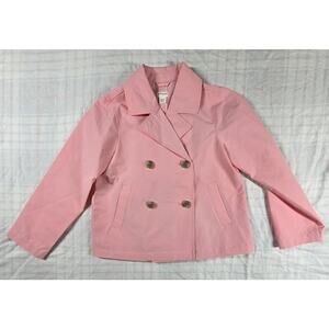 J.Crew Crewcut Girls Short Trench Coat Double Breasted Lightweight Pink M NWT
